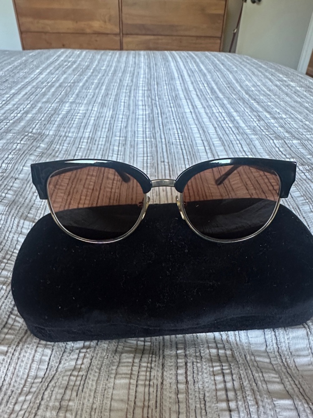 Women's Two-Tone Cat Eye Sunglasses - Black and Gold